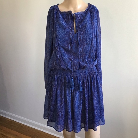 NWOT Banana Republic Snakeskin Print Long Sleeve Mini Boho Dress - Picture 7 of 15